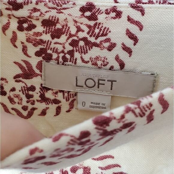 LOFT linen blend paisley skirt size 0 - Picture 5 of 5